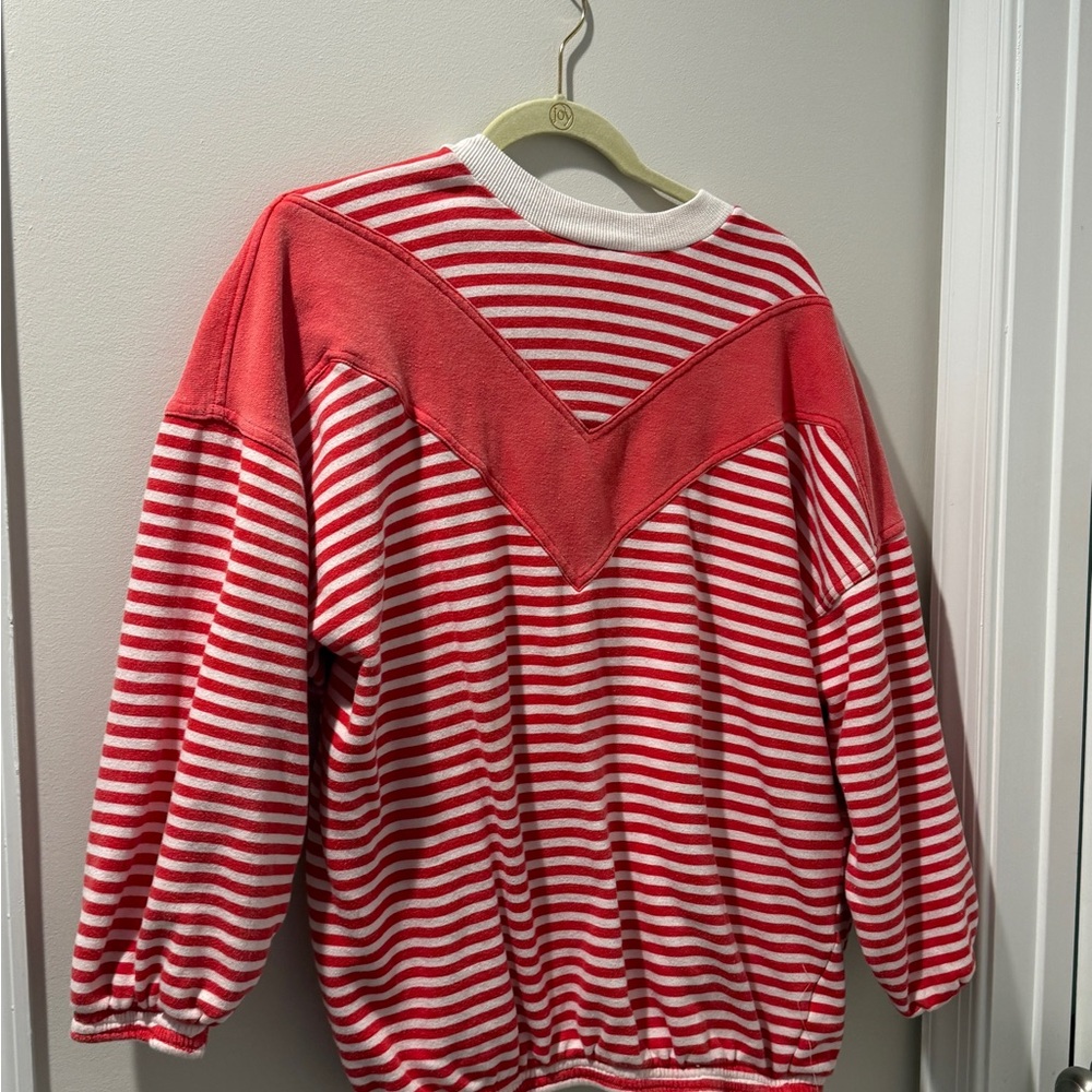 Red and White Vintage Striped Sweater